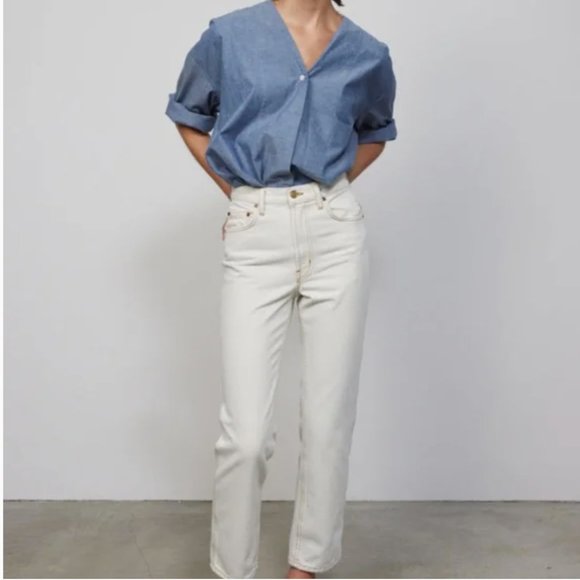 B Sides Louis Slim High Jean Tile White Size 25 - Picture 2 of 8